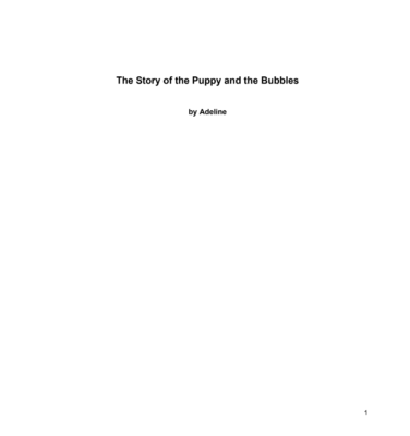The Story of the Puppy and the Bubbles  by Adeline O.
