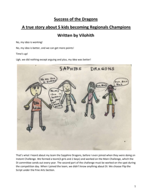 Success of the Dragons: A true story about 5 kids becoming Regionals Champions  by Vilohith R.